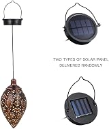 Tomshine Solar Lantern Outdoor Hanging Light Garden Decor Olive Carved Metal view 7