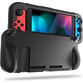 FINTIE Soft Silicone Protective Case Compatible with Nintendo Switch 2017 | Ergonomic Grip Design, Kickstand Compatible, Anti-Slip, Anti-Scratch &amp; Shock-Absorption Grip Case for Switch 6.2-inch, Black