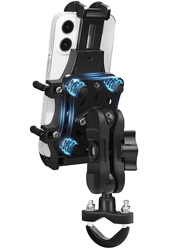 ZIDIYORUO Motorcycle Phone Mount with Vibration Dampener, One-Hand