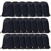 CODOBON 20 Pcs Drawstring Bags, Bulk Draw String Backpack, Cinch Polyester Bag for Gym Sport, Black