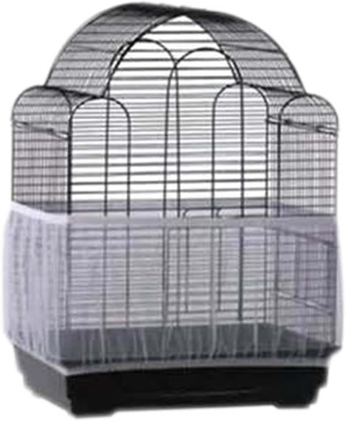 BELTRY Bird Cage Cover Seed Catcher Soft Easy Cleaning Nylon Mesh Net Cover Skirt Guard, Tidy Bird Cage Cover (M,White)