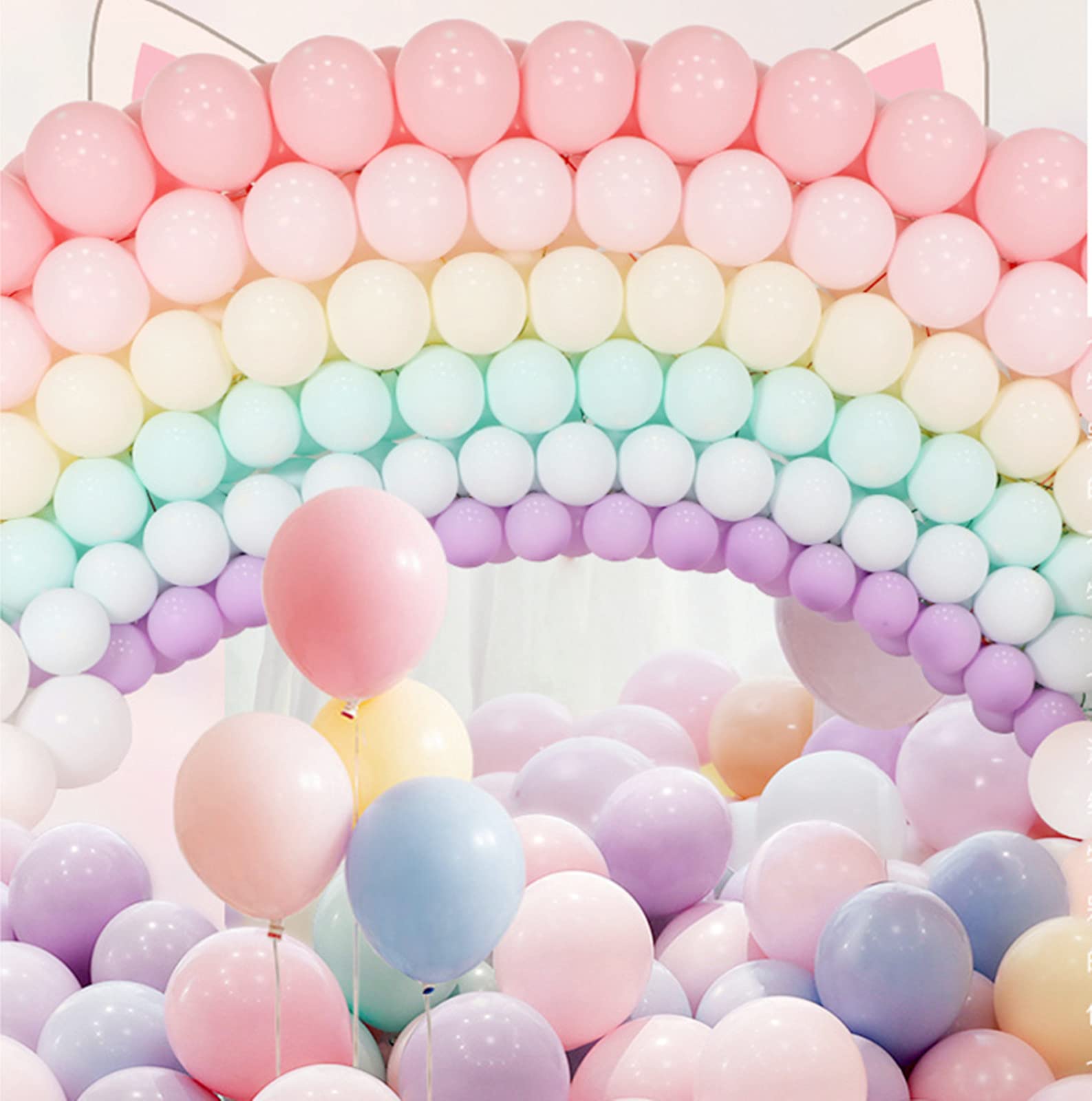 100 Pcs 12 Inch Multicolor Macaron Pastel Latex Balloon,Romantic Baloon Decorative Latex Balloons for Valentines Baby Shower Birthday Party Wedding Engagement Anniversary Xmas Festival Decor Supplies
