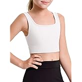 Haloumoning Girls Training Bra Sports Bra Kids Athletic Seamless Ribbed Stretchy Crop Tops Dance Yoga 5-14 Years