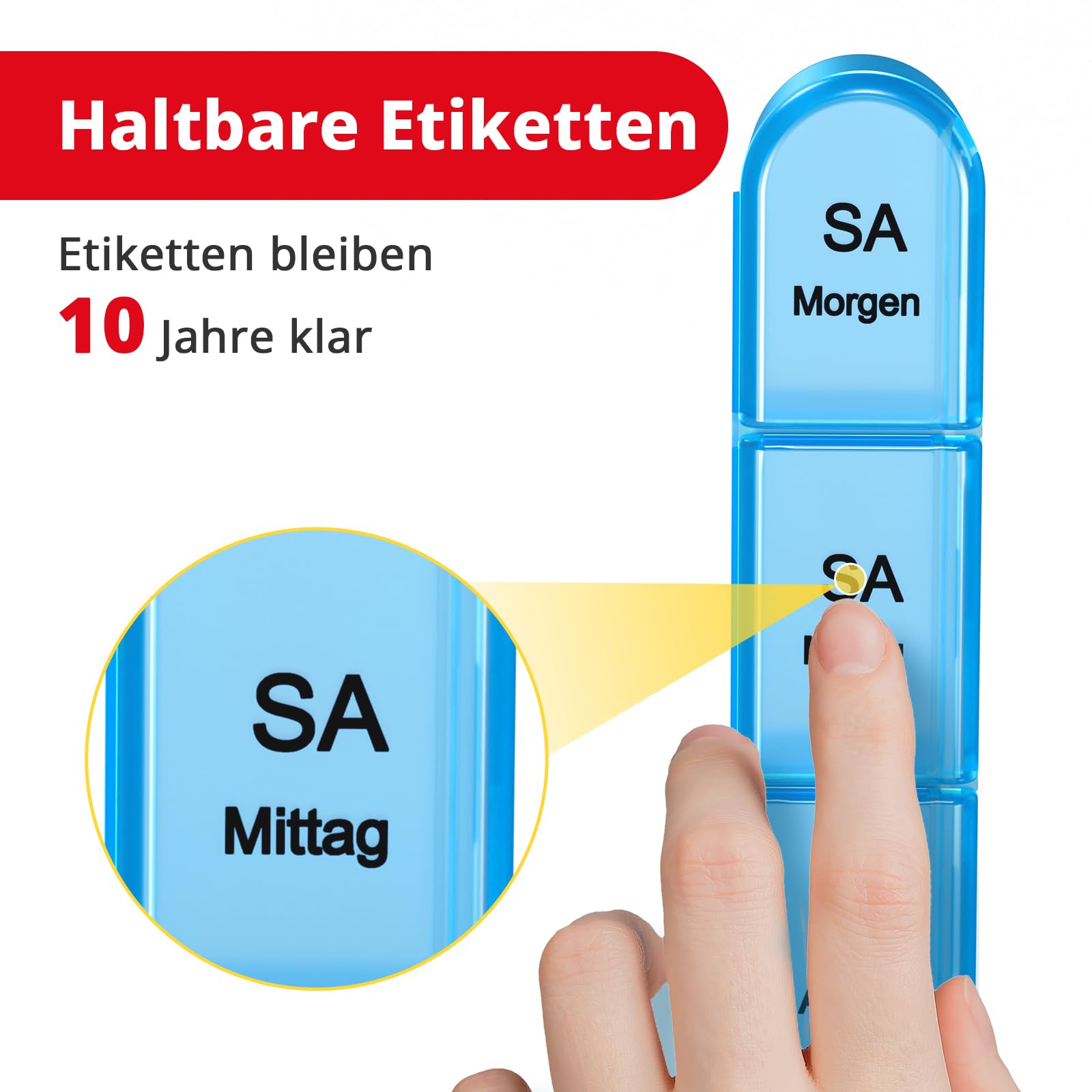 Doruimi Tablettenbox 7 Tage Morgens Mittags Abends, Medikamentenbox 7 Tage 3 fächer, Klein Pillendose Große Fächer - Schwarz 5