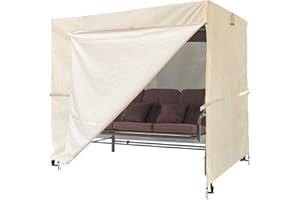 SLAN ARROW Outdoor 3 Triple Seater Hammock Swing Cover - Garden Glider Chair Canopy - UV Resistant (82 * 49 * 67 inch) Beige