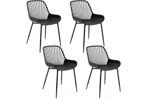 IFANNY Dining Chairs Set of 4, Modern Kitchen Chairs w/Metal Legs, Lattice Backrest & Curved Seat, Armless Dinner Chair for K