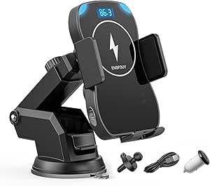 ENSFOUY Car Wireless Phone Charger Bluetooth FM Transmitter, 10W Qi Fast Charging Mount Auto-Clamping Stand for iPhone 11/11 Pro/11 Pro Max/Xs MAX/XS/XR/X/8/8+, Samsung Galaxy S10/S10+/S9/S9+/S8/S8+