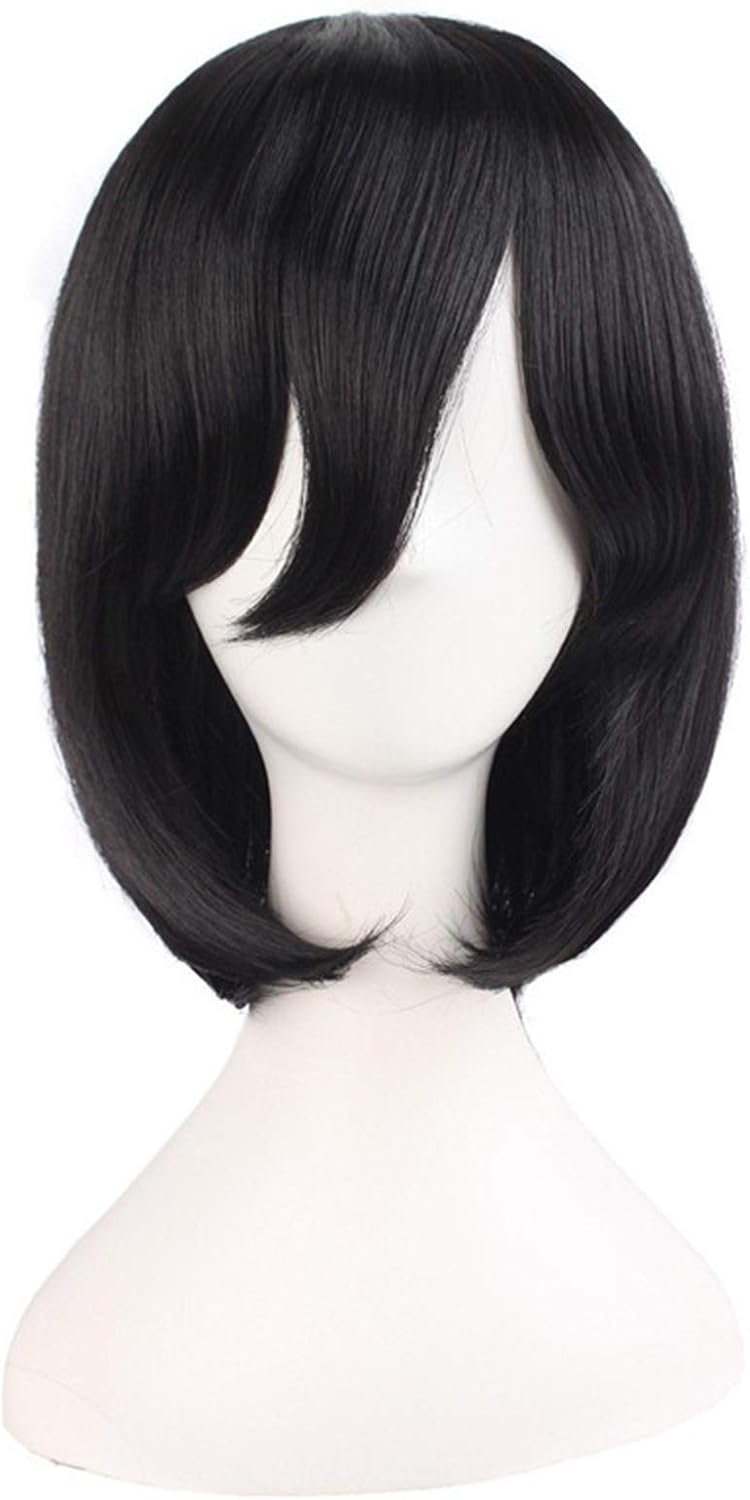 MapofBeauty 14"/35cm Female Models Medium Length Black Straight Hair Cosplay Wigs, 14 Inch (Pack of 1)