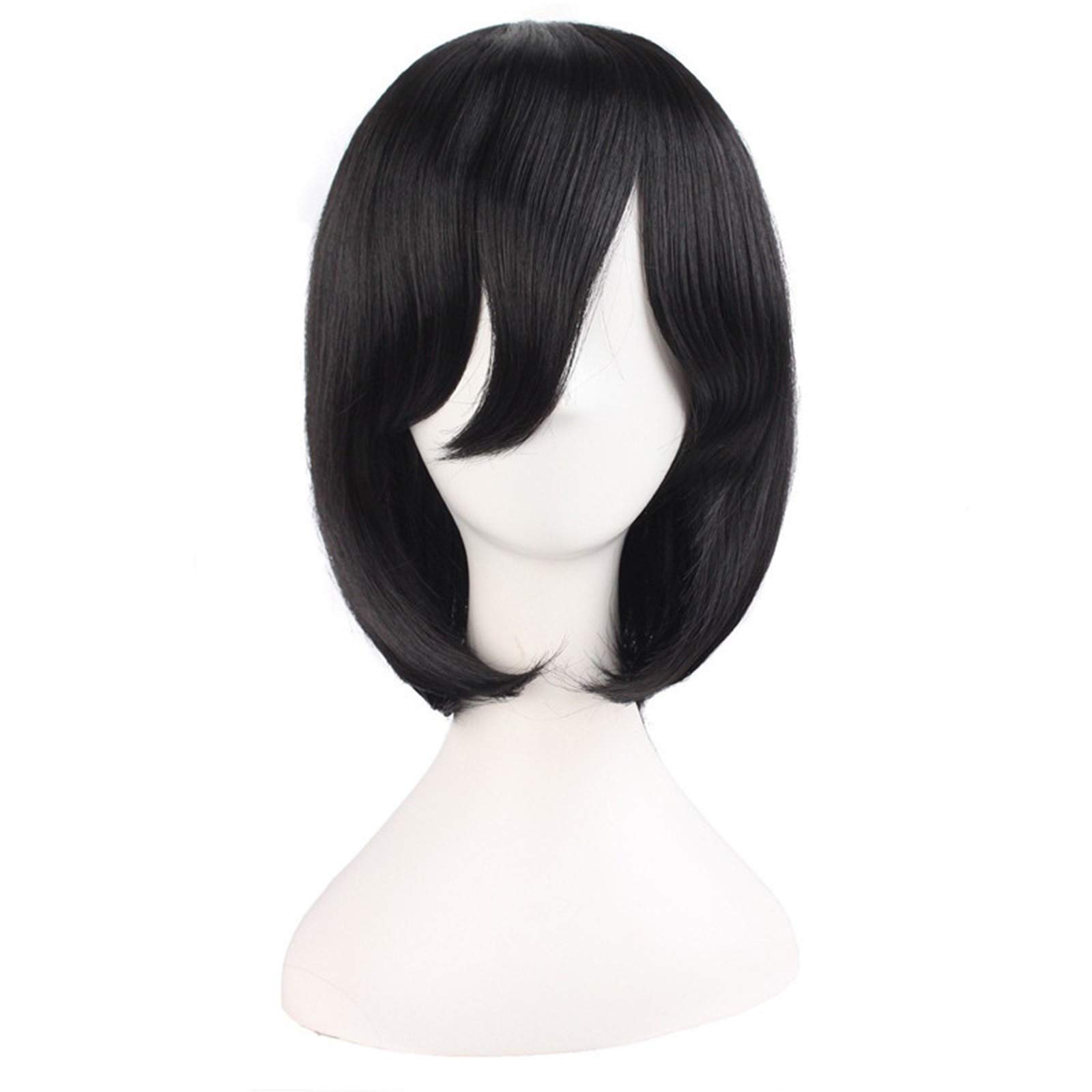 MapofBeauty 14"/35cm Female Models Medium Length Black Straight Hair Cosplay Wigs — image 1