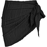 ZAFUL Metallic Shiny Short Sarong Coverups for Women Semi Sheer Bathing Suit Wrap Swimsuit Skirt Beach Bikini Cover Up