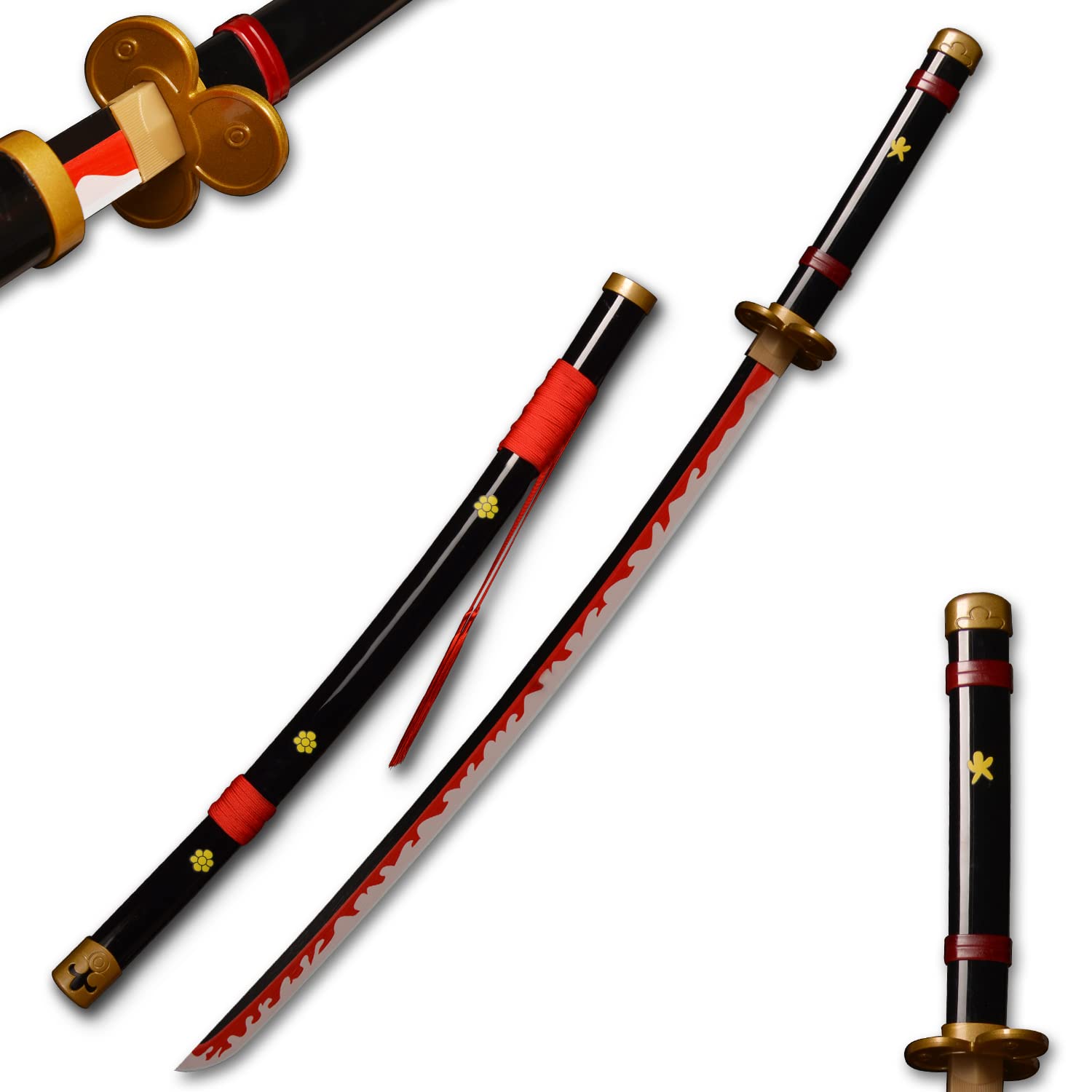 afdfad Roronoa Zoro Anime Samurai Cosplay Sword:Yama Enma,Black,Bamboo Blade Katana,About 104CM,For Role Playing and Collection