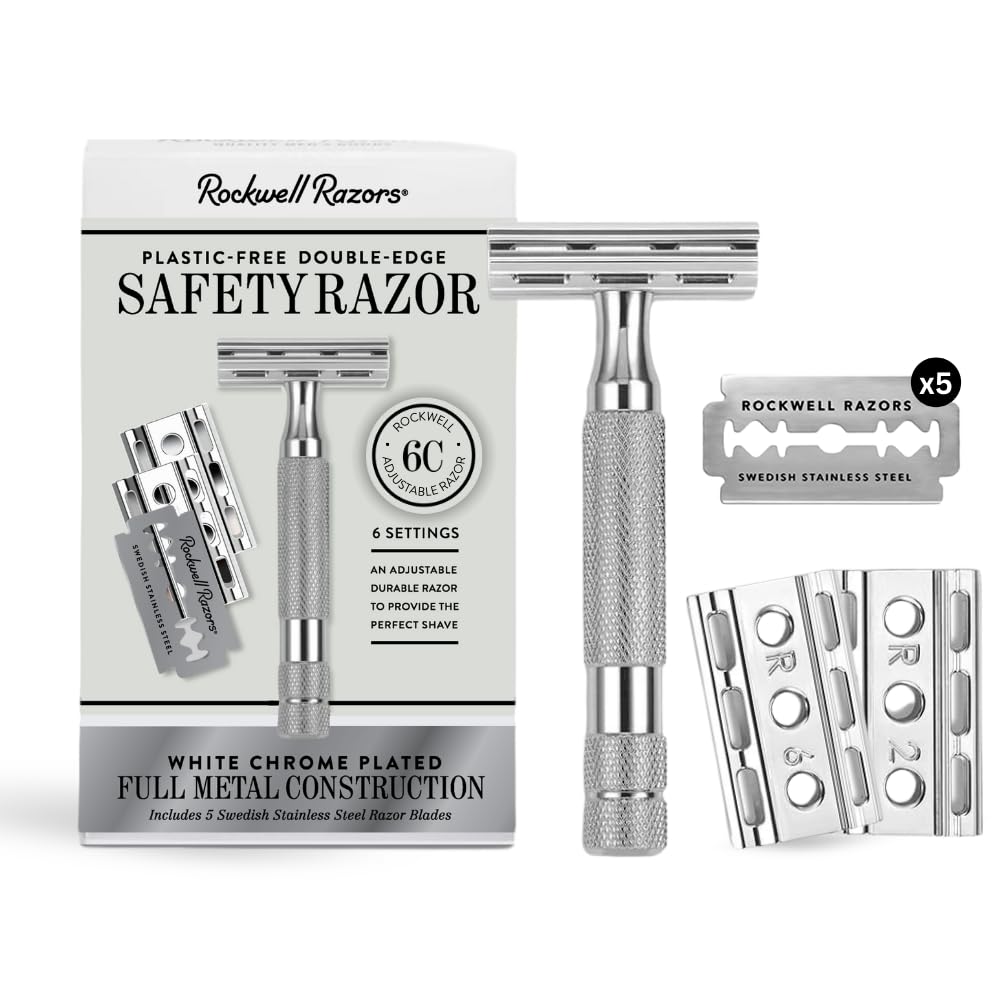 Chrome Safety Razor Mua ROCKWELL RAZORS 6C White Chrome Safety Razor With 6 Adjustable ...