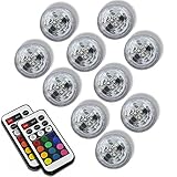 Honfeng Flameless LED Tea Lights, Muti-color Bulb with Remote Control, Battery Operated Electric Votive Tealight Candle for Christmas Xmas Holloween Party Wedding Decoration RGB - Set of 10