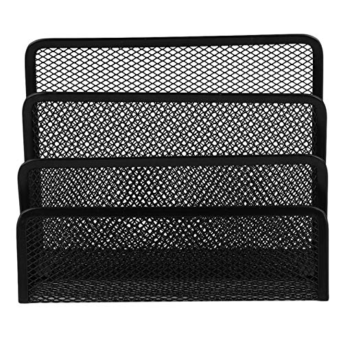 Smartlove1P Practical Mesh Metal Letter Sorter Mail Document File Tray Desk Office File Organizer Storage Holder Black