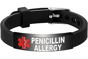 UNICGIFT Medical Alert Bracelet Dual-Sided Custom Engraved ID Identification Personalized Wristband for Women Adjustable Band Security Clasp