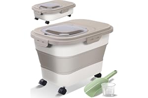 GROPECAN Collapsible Dog Food Storage Container, Airtight 30 35 Lbs Rice Cereal Flour Sugar Kitchen Accessories Bin Bucket, 20 25 Lbs Dog Cat Pet Holder Gift Travel Essentials Must Haves Gear Stuff Necessities