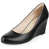 Ankis Closed Toe Wedges for Women, Black Nude Gold Silver Wedges Heels for Women Comfortable Medium Heel Wedges Work Pumps Shoes for Dressy Spring Fall - 2.5Inch