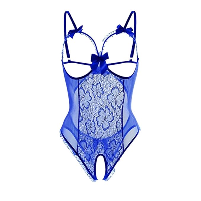 Patifia Damen Dessous Body,Frauen Sexy Attraktion Spitze Perspektive Pyjamas Dessous Mesh Teddy Erotik Transparent Reizwäsche