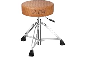 Augioth Hydraulic Drum Throne with 4" Memory Foam Seat (18-22" Height Adjustable) - Upgraded Tripod Base Supports 500lbs, Breathable Mesh Top. Tool-Free Assembly, Suitable for Drummers of All Levels.