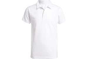 Nautica Boys' School Uniform Sensory-Friendly Short Sleeve Polo Shirt, Button Closure, Moisture Wicking Performance Material