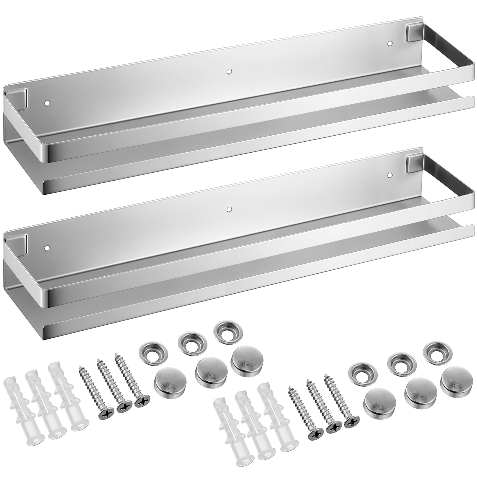 Photo 1 of * MISSING HARDWARE *Lallisa 2 Pieces Stainless Steel Shelf Bathroom Shower Floating Shelves Wall Mounted Shower Caddy Basket Shelf Storage Organizer Shelves for Bathroom, Kitchen, Living Room(19.69 Inches/ 50 cm,Silver)