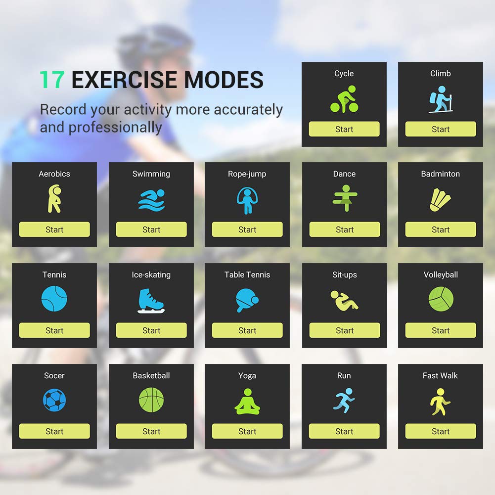 Enow Smart Watch, GPS IP68 Waterproof Touch Screen Fitness Bluetooth Tracker with 24h Heart Rate Monitor, Sleep Tracker, 17 Sports Mode, Pedometer Step Calories Counter for Women Men, Android/ iOS