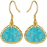 Genuine Turquoise Gold Earrings 925 Sterling Silver Western Earrings Western Nature Gemstone Real Turquoise Jewelry for Women
