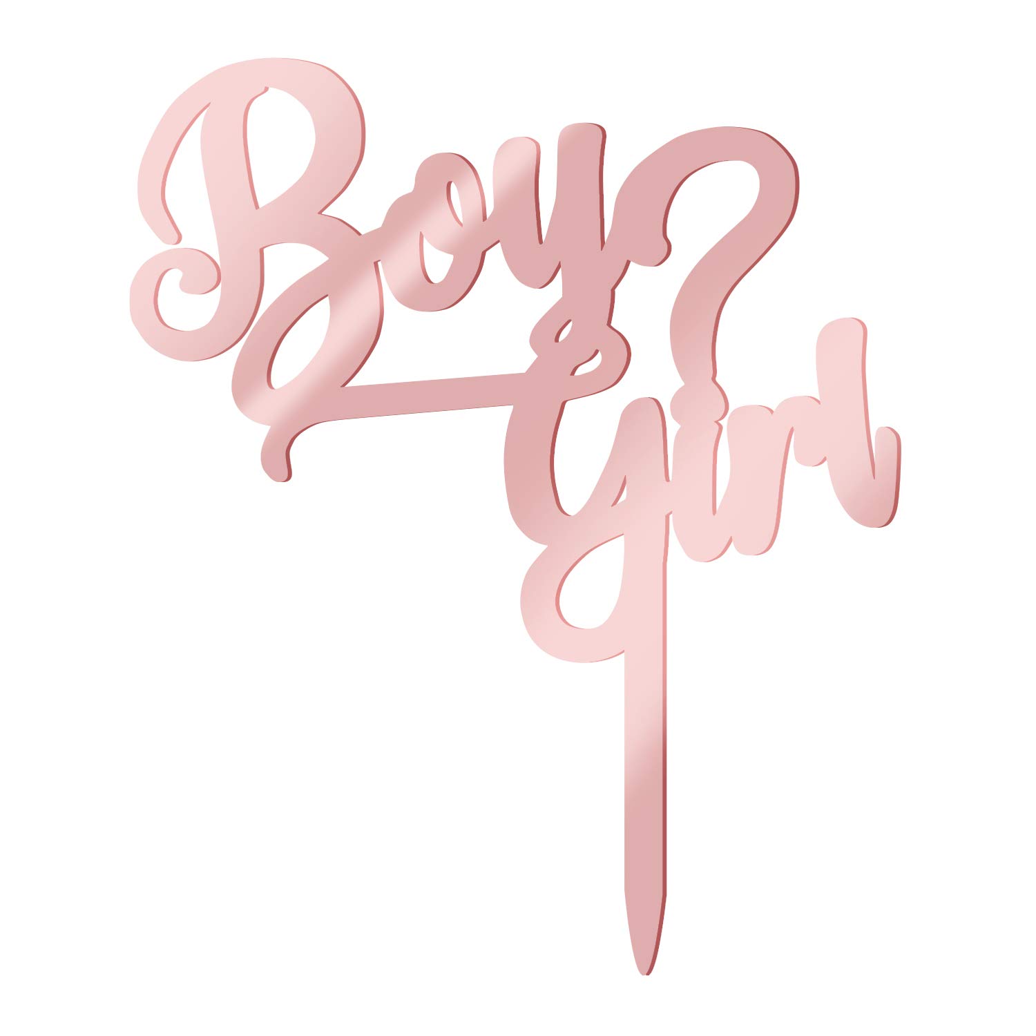 2019 New Boy Girl cake topper baby shower Rose Gold Acrylic Mirror Happy Birthday For Baby Showers and Gender Reveal Parties for Boys and Girls (B)