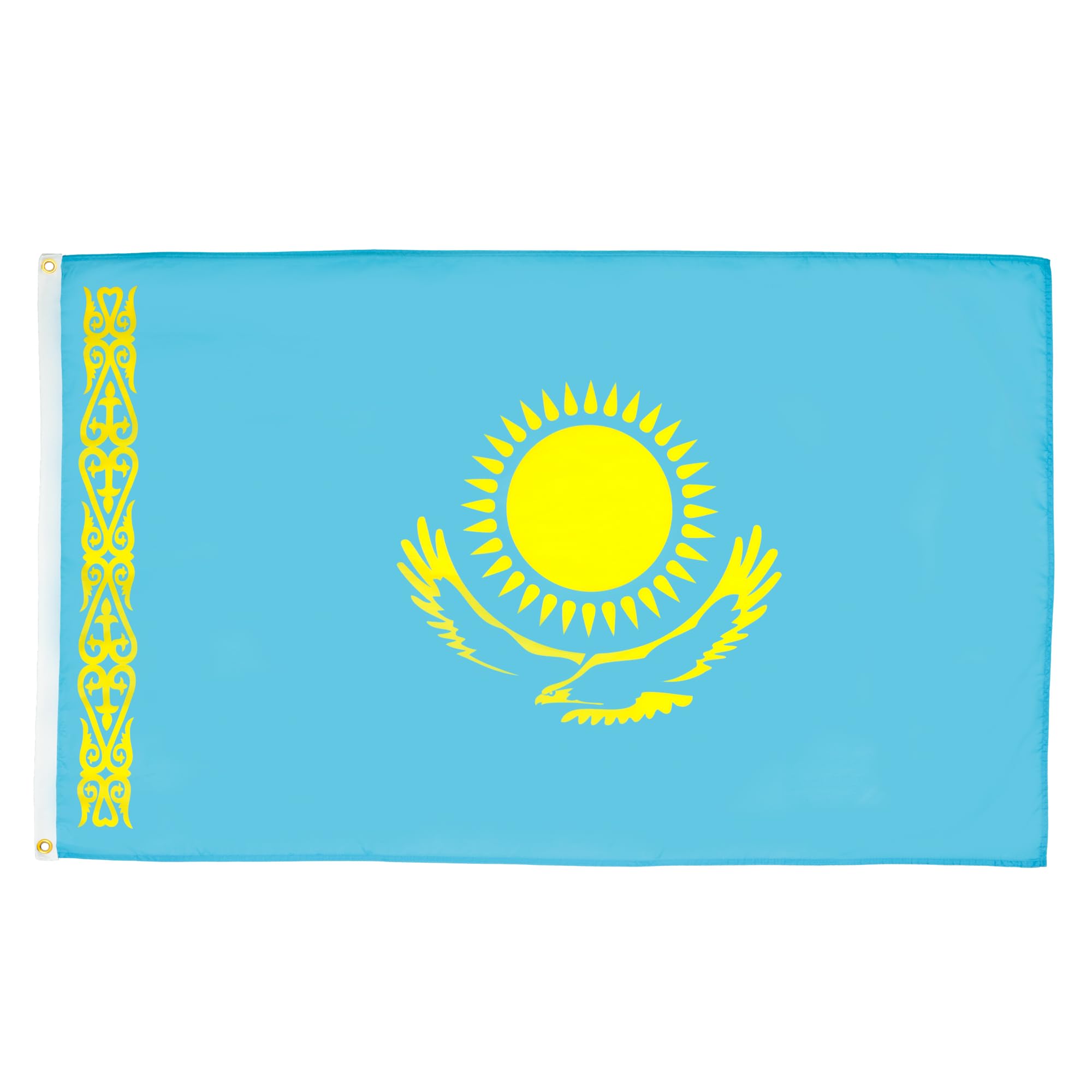 AZ FLAG - Kazakhstan Flag - Large 5x8 Ft - 100D Polyester Kazakh Big Banner with Two Metal Grommets - Fade Resistant - Vivid Colors - 5' x 8' Feet - 250x150 Cm
