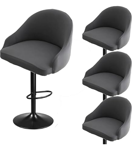 Jacquard Bar Chair Stool Cover4PCS Stretch Chair Slipcover Pattern For Short Swivel Dining Chair Counter Height Side Chairs Bar Stool Covers With Backs Barstool Covers Slipcovers Pub Chair Slipcover