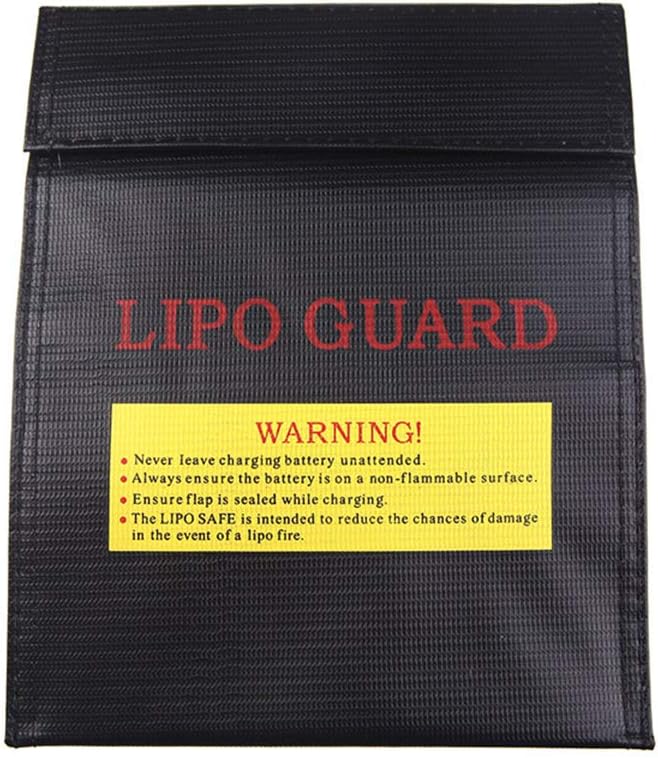 MUCHEN SHOP LiPo Guard,Fiber Li-Po Battery Safety Bag Fireproof Document Bag Resistant Explosion Guard for RC Batteries Protect Your Valuables Documents Money Jewelry 18 * 23CM Black
