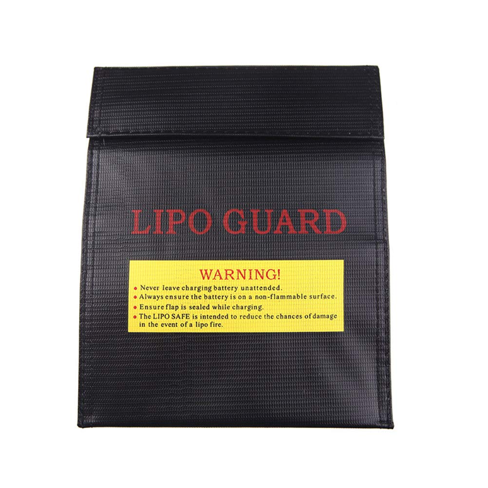 LiPo Guard,Fiber Li-Po Battery Safety Bag Fireproof Document Bag Resistant Explosion Guard for RC Batteries Protect Your Valuables Documents Money Jewelry 18 * 23CM Black