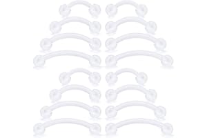 Hoeudjo 16G Clear Flexible Curved Eyebrow Ring Rook Piercing Retainer Cartilage Tragus Daith Snug Barbell Bioplast Retainers for Work 16-36 Pieces