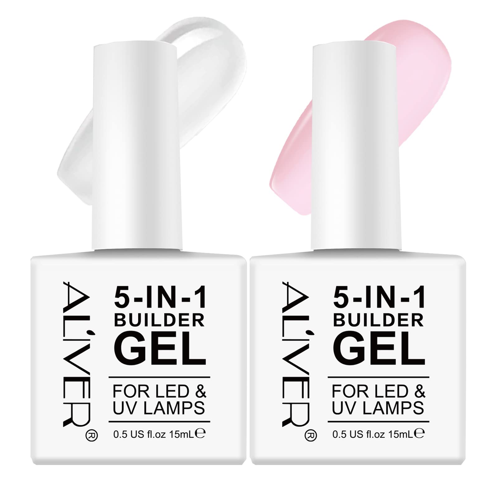 Builder Gel, 5 in 1 Nail Gel and Base Strengthener Clear Pink Color a Bottle 15ml Hard Extension Without Forms