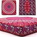 Child's Floor Lounger Seats and Pillow Cover Peacock Mandala Print Indian Tapestry Ottoman Poufs Large Made of Soft Cotton Fabric - Perfect Reading and Watching TV Cushion - Great for Sleepovers