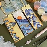 3Pcs Large DIY Bookmarks Kit, Cloisonne Filigree Enamel | Paint by Numbers Kit, Starter Set for Beginners, Easy Instructions, Hobby for Adults Teens Elderly, Handmade Home Decor Gifts