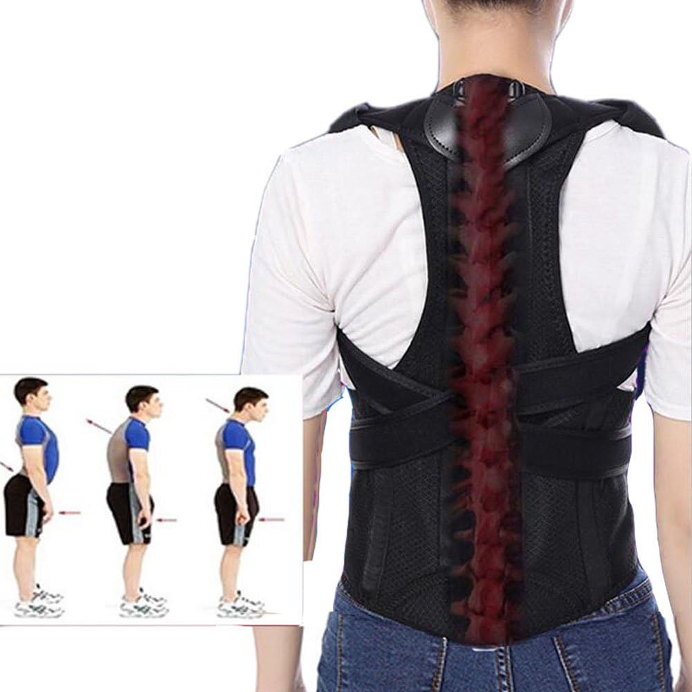 Medical Spine Back Orthosis Humpback Correction Scoliosis Support Adults and Kids Back Pain Brace Spinal Curved Orthosis Fixation for Posture (Black, S)
