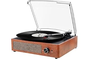 KEDOK Vinyl Record Player Bluetooth Turntable with 2 Built-in Speakers 3-Speed Vintage LP Player, Support Bluetooth in RCA Out Aux in Headphone Jack