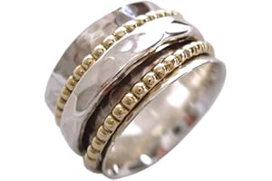 ENERGY STONE 925 Sterling Silver Fidget Ring | Women Silver Statement Ring | Clarity | Classic Elegant Stately | Anxiety Comf