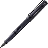 LAMY Safari Steel Black Fountain Pen with Ergonomic Grip M Nib & T 10 Blue