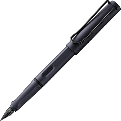 LAMY Safari Steel Black Fountain Pen with Ergonomic Grip M Nib & T 10 Blue