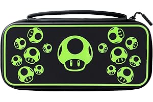 PDP Travel Case Plus with Wrist Strap, Built-in Stand & Storage Pockets - Nintendo Switch/Lite/OLED Compatible - Super Mario 1-Up Glow in the Dark