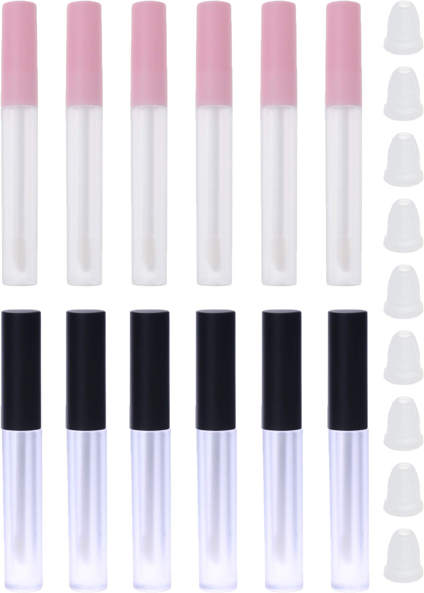 MISAZ 12 Pieces Empty Lipgloss Bottle Tube Refillable Lip Balm Bottles Plastic Clear Cosmetic Samples Container DIY Lip Glaze Vials Eyelashe Growth Oil for Women Makeup Girls Beauty