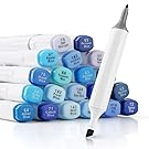 Artist Marker Pens 20 Colours Blendable Alcohol Markers Art Drawing Pens for Ocean Sky Fashion and Clothes Design