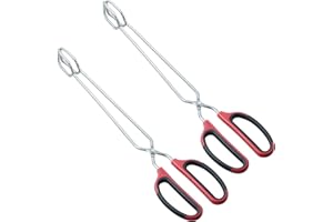 HINMAY Stainless Steel Scissor Tongs with Comfort-grip Handle 16-Inch Long Grilling Tongs, Set of 2