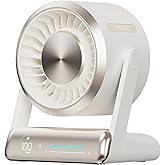 Coolhill USB Desk Fan for Bedroom: 100 Speeds Digital Display Quiet Table Negative Ion Fan with Turbo Airflow, 90° Rotating Small Rechargeable Battery Desktop Fans for Home Office White