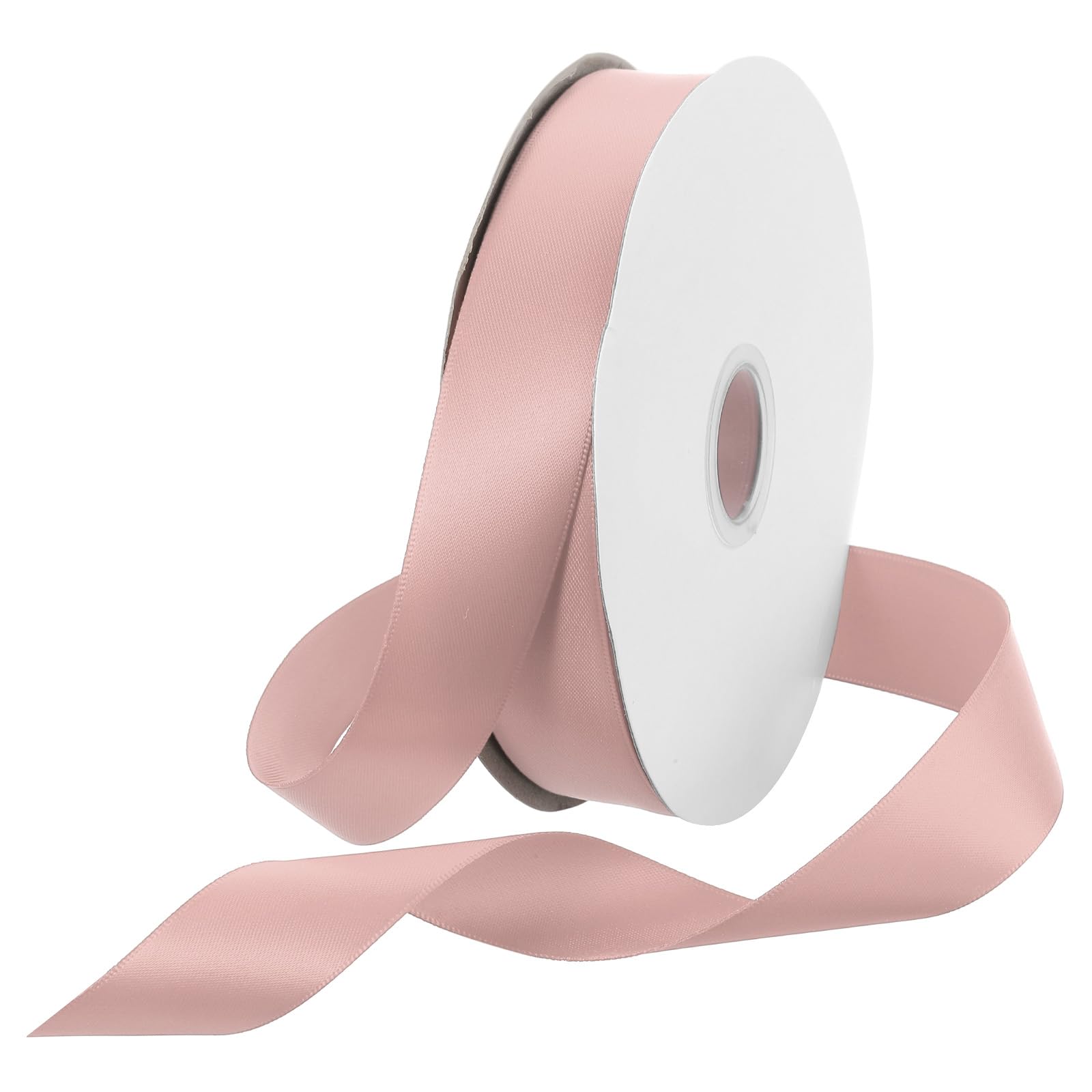 Rebower 25mm Satin Ribbon 46m Thick Double Face Grosgrain Silk Ribbon, [for Gift Wrapping, Hair Bows, Wedding, Cake, Flower] - 50 Yard/150ft/ Pastel Pink