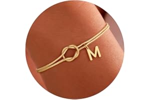 JIAOGE Gold Initial Bracelets for Women - Real Gold Plated Love Knot Infinity Initial Bracelets for Girls Teen Girl Gifts Dainty Gold Bracelets for Women Friend Bridesmaid Birthday Gifts for Women
