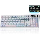 EPOMAKER TH108 V2 PRO Full Size Mechanical Keyboard with Screen&amp;Knob | 10000mAh, BT/2.4Ghz, Mac Modifier PBT Keycap, RGB, Gasket, Wireless Gaming Keyboard for Mac/PC (Blue, Creamy Jade)