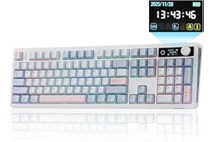 EPOMAKER TH108 V2 PRO Wireless Gaming Keyboard with TFT Screen&Knob, 10000mAh, RGB, 2.4Ghz/BT/USB-C, PBT Keycap, Custom Drive